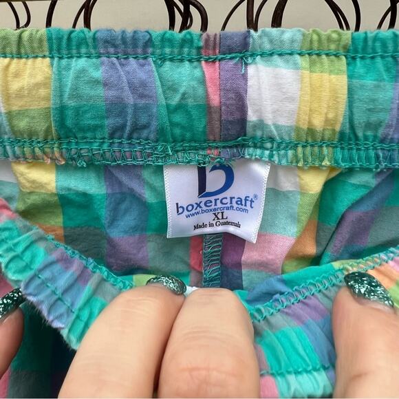 Snap On Tools pastel madras plaid lounge pajama pants XL teal yellow pink - Picture 4 of 4